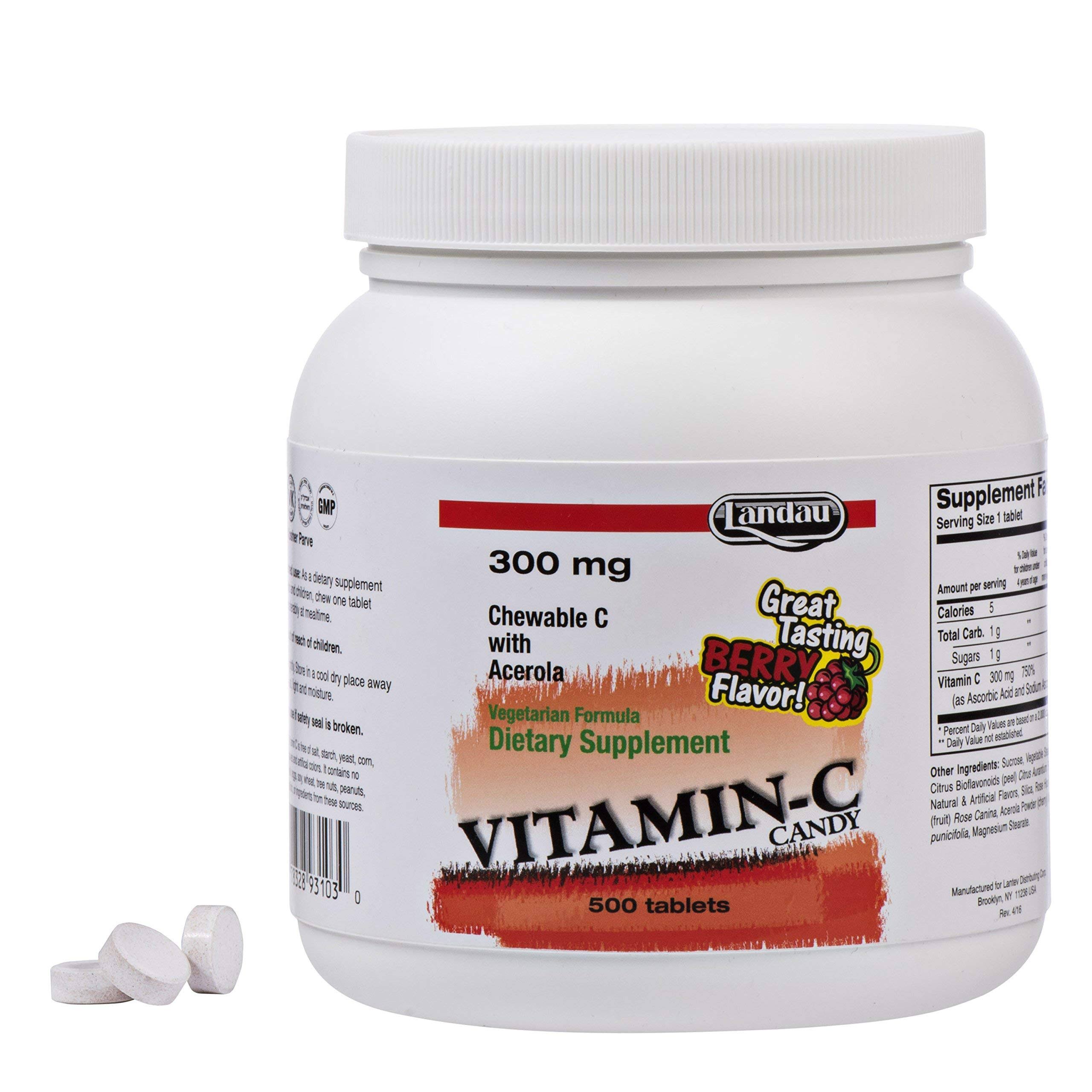 Landau Vitamin C Candy 300 mg Chewable Berry Flavor - 500 Tablets