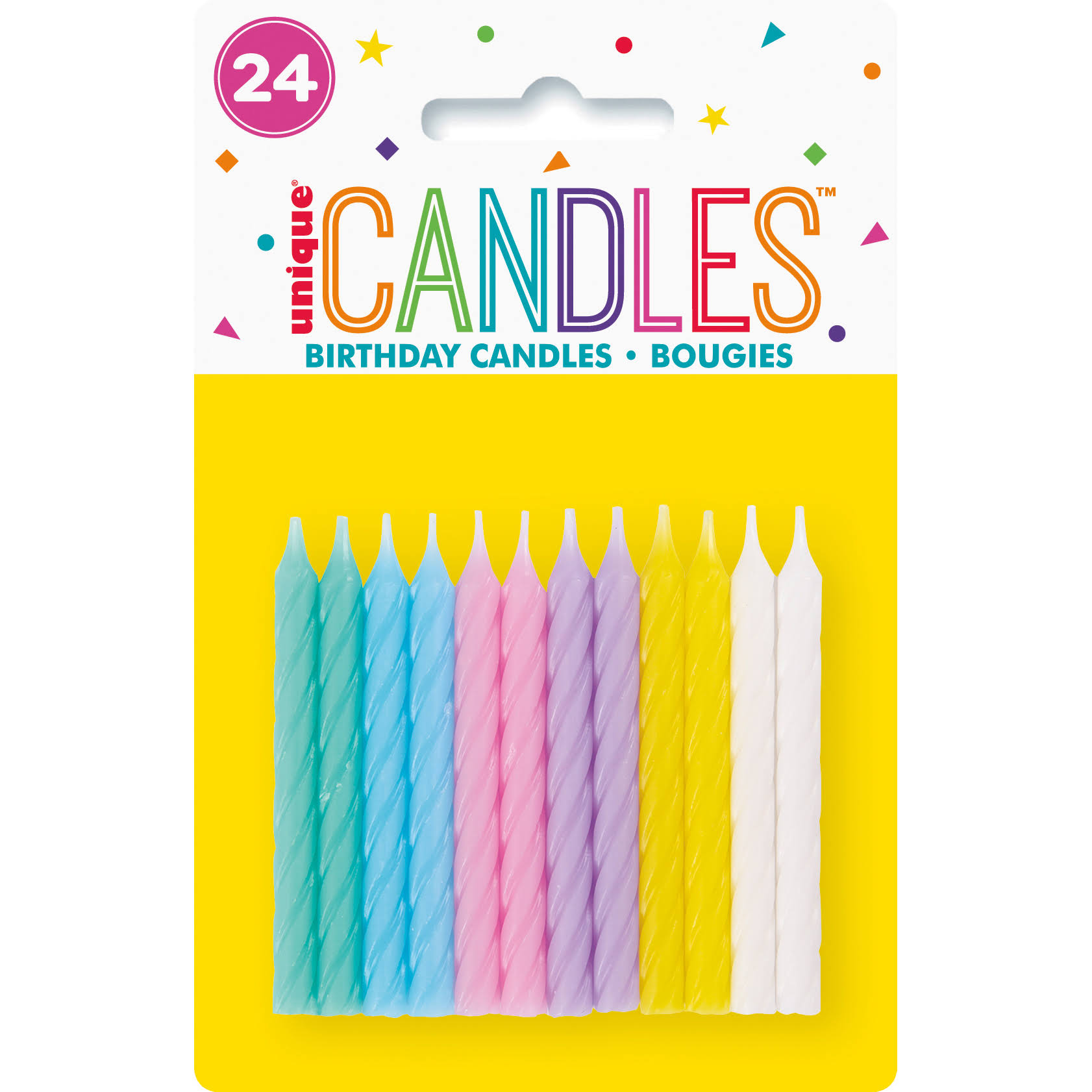 Unique Pastel Spiral Cake Candles - Set of 24