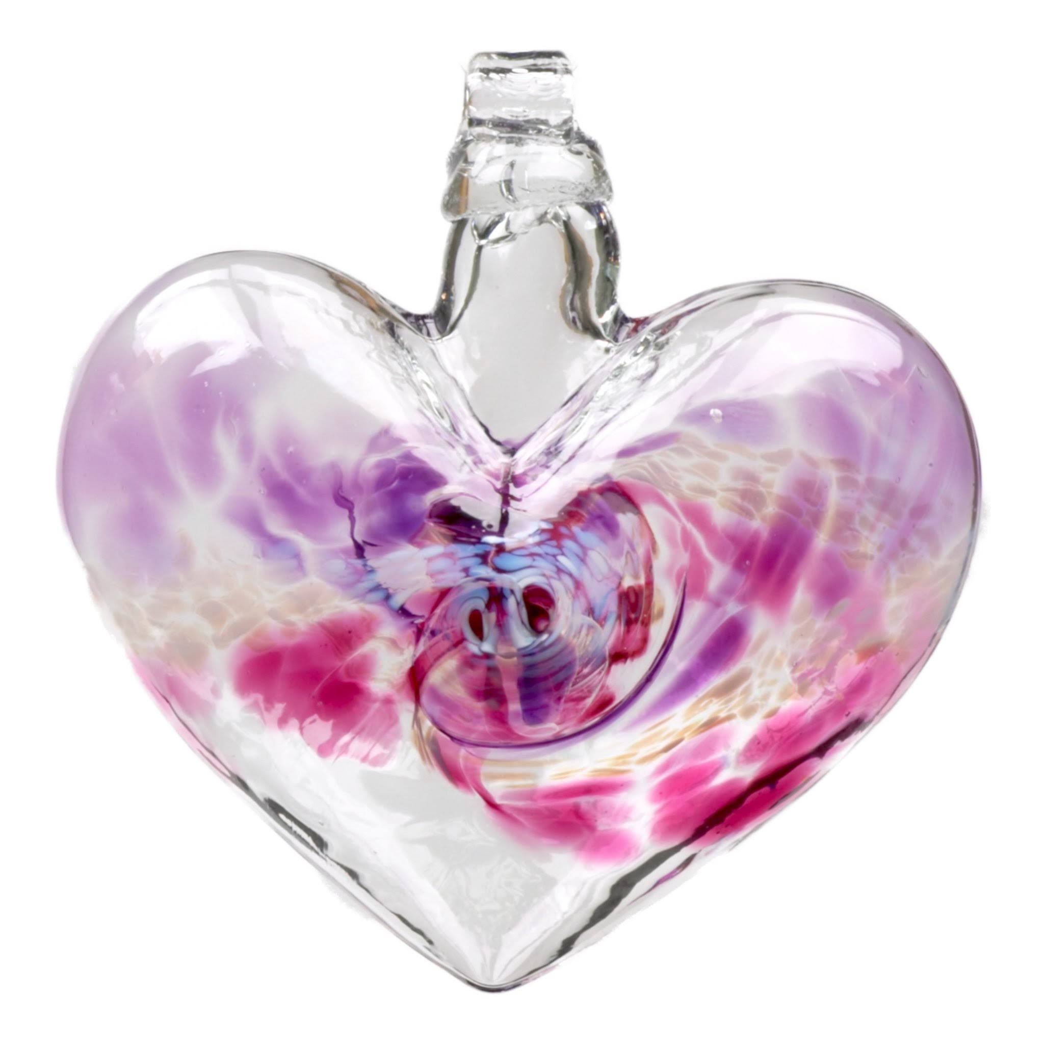 Kitras 3-Inch Van Glow Heart Glass Ornament, Purple/Pink