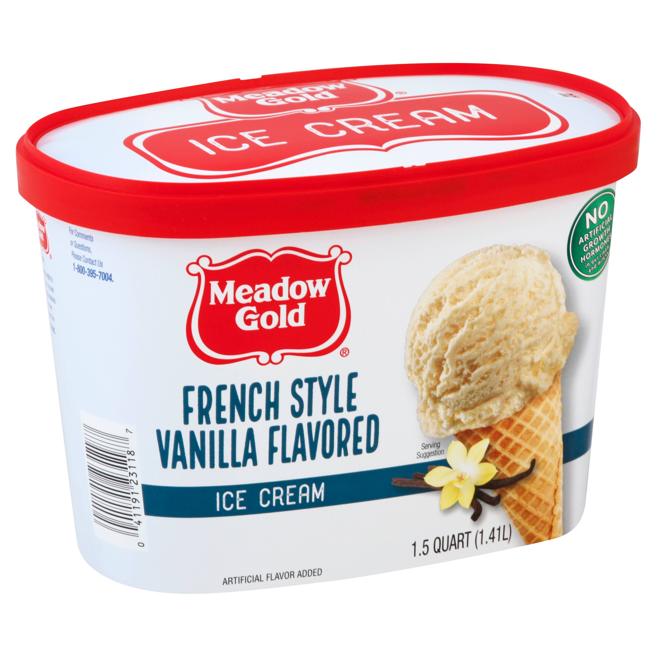 Meadow Gold Ice Cream, Vanilla Flavored, French Style - 1.5 quart