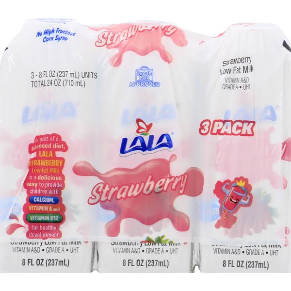 Lala Milk, Low Fat, Strawberry, 3 Pack - 3 pack, 8 fl oz units
