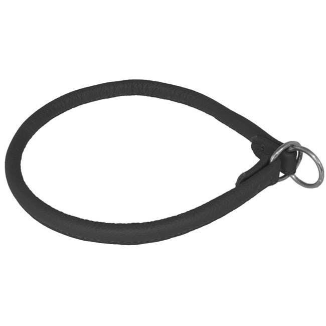 Dogline L1318-1 18 L x 0.33 W in. Round Leather Choke Collar, Black