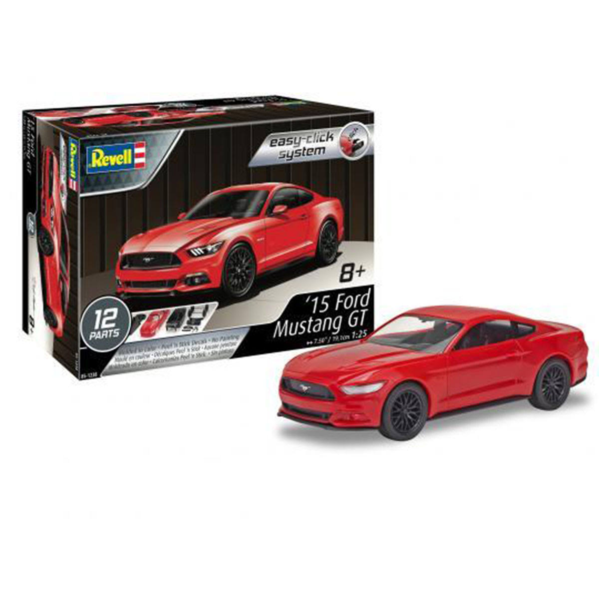 Revell 85-1238 2017 Ford Mustang GT Model Car Kit 1:25 Scale 12-piece Skill Level 2 Plastic Easy-Click Model Building Kit
