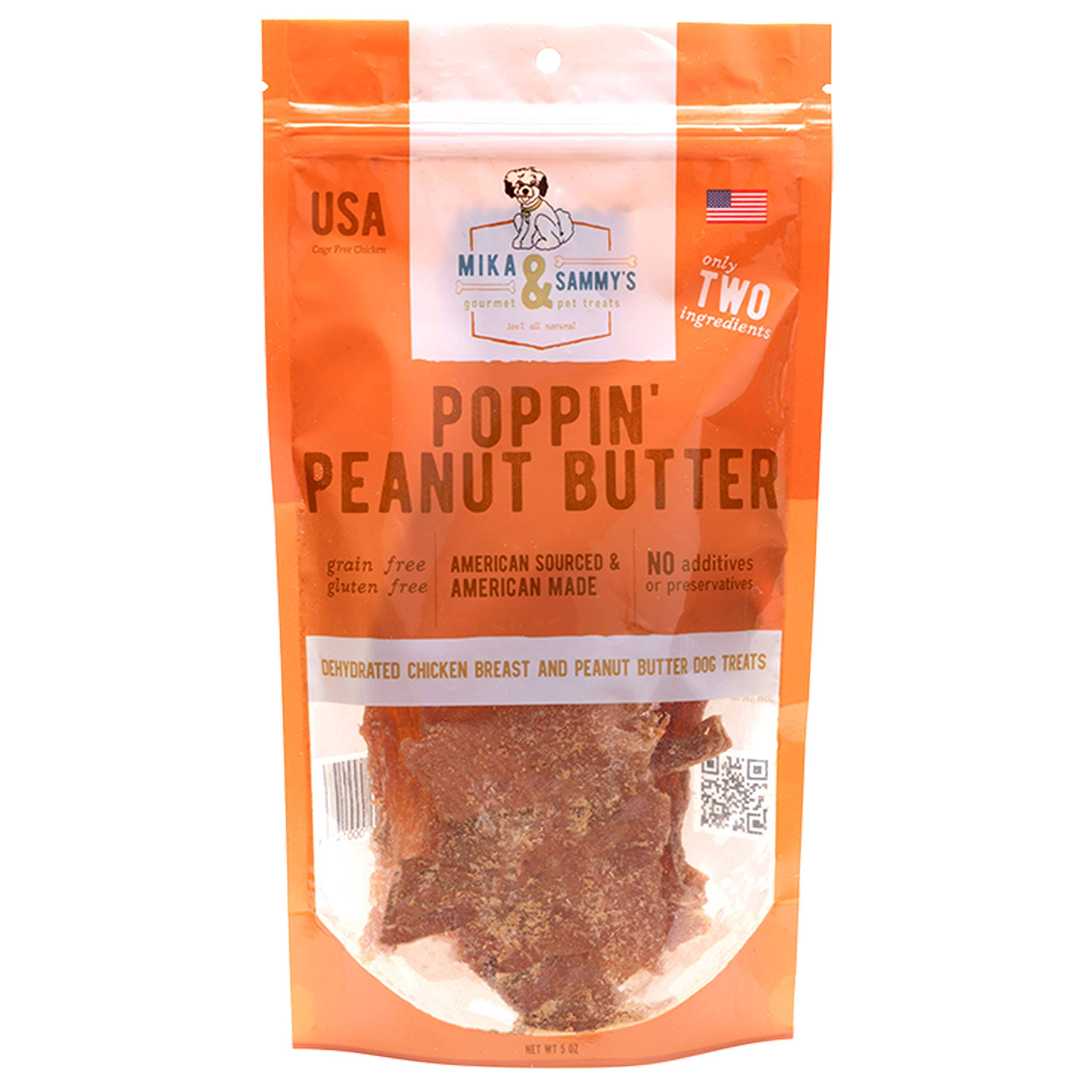 Mika & Sammy's Dog Jerky Treats Popping Peanut Butter, 5oz