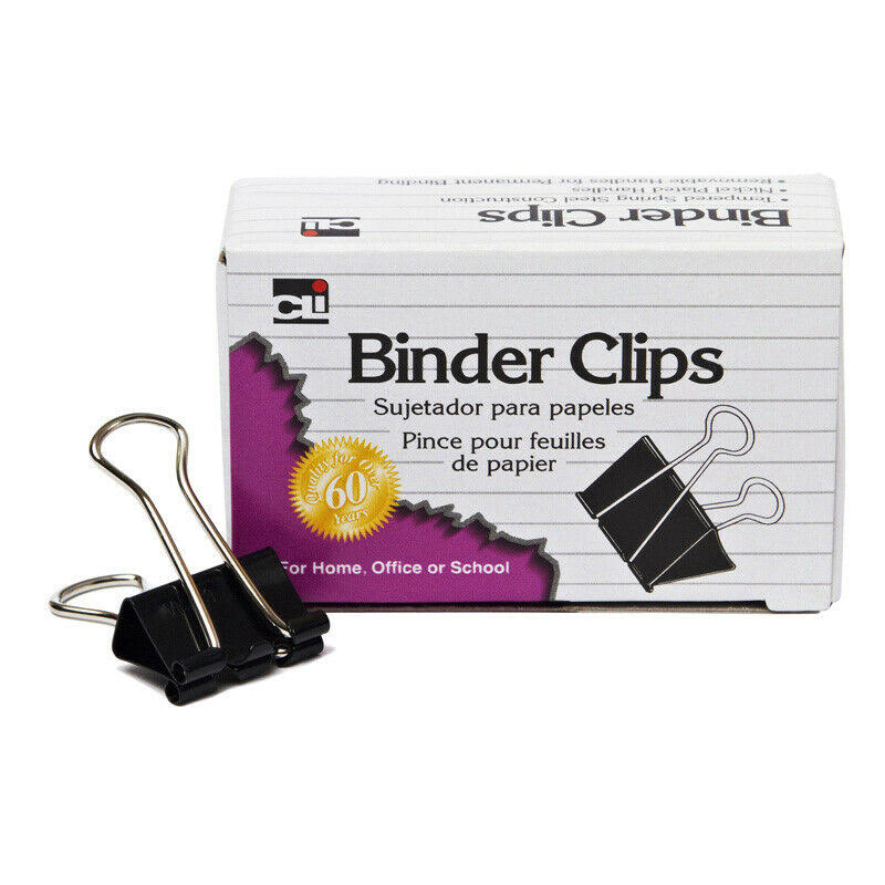 Charles Leonard Binder Clips Mini Black/Silver 12-Pack (50001)