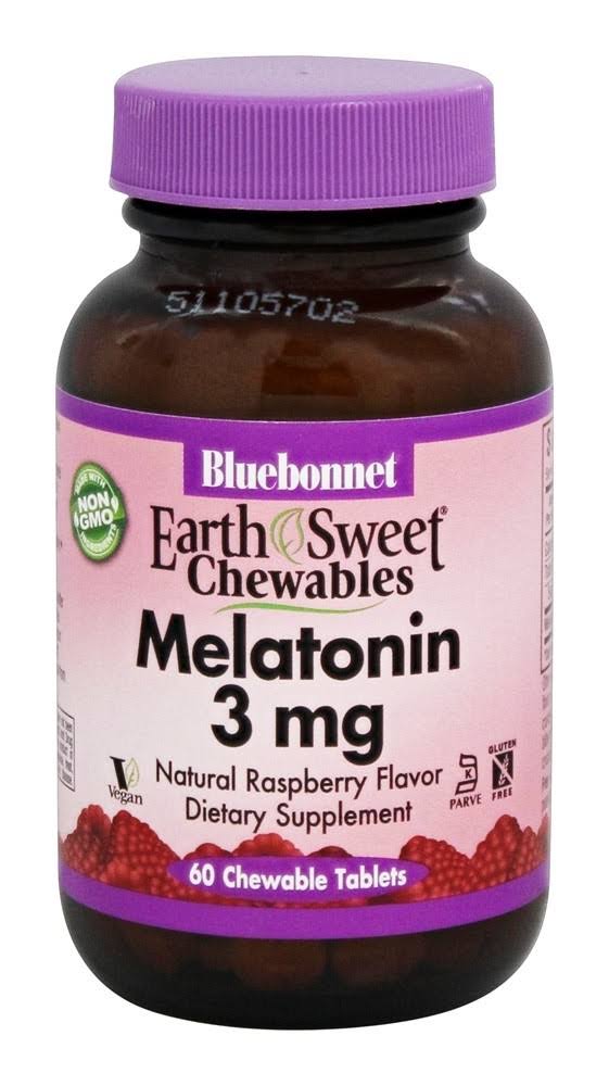 Bluebonnet EarthSweet Chewables Melatonin Raspberry Supplement - 3mg, 60 Chewable Tablets