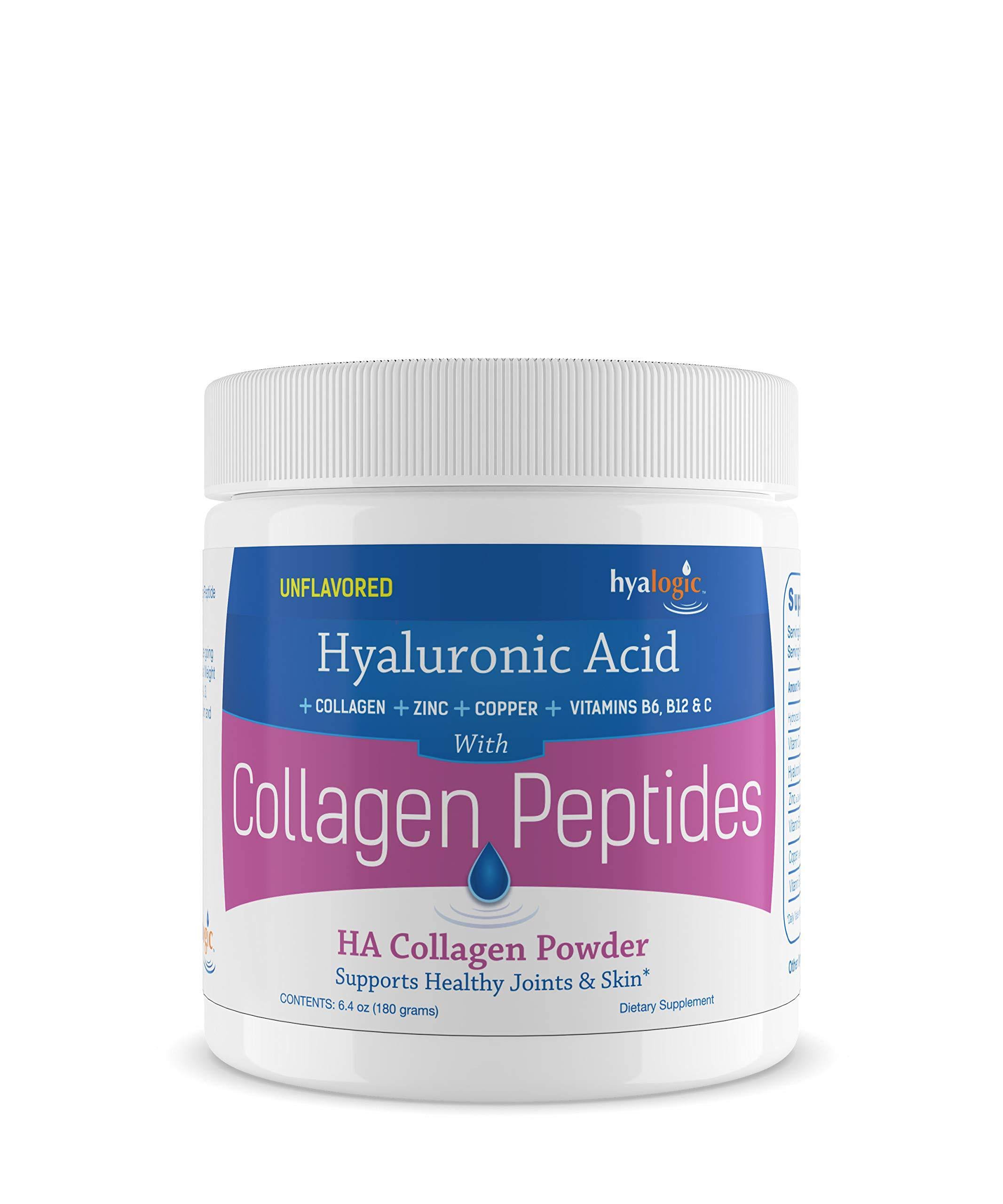 Hyalogic LLC HA Collagen Powder - Hyaluronic Acid with Collagen Peptides, Unflavored, 6.4oz