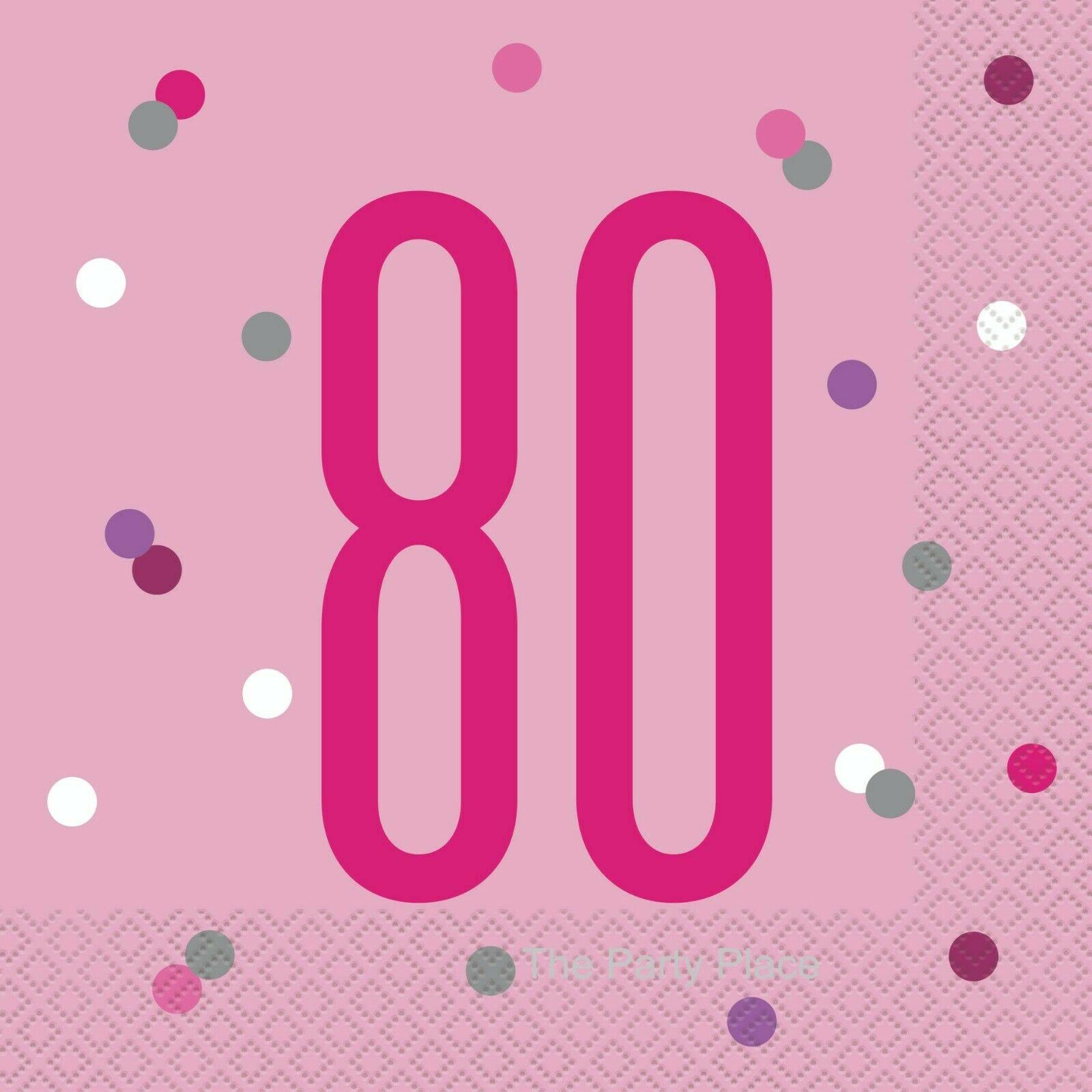 80th Birthday Glitz Pink Paper Napkins