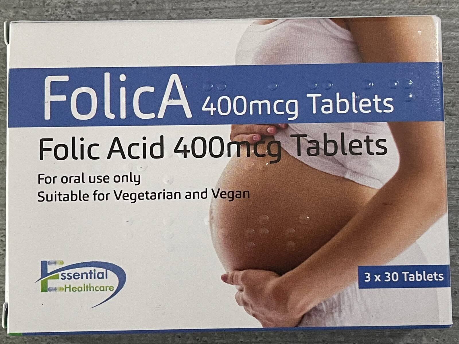 Folic Acid 400 MCG Tablets - 90 Tablets PregFol Pregnancy Aid Support