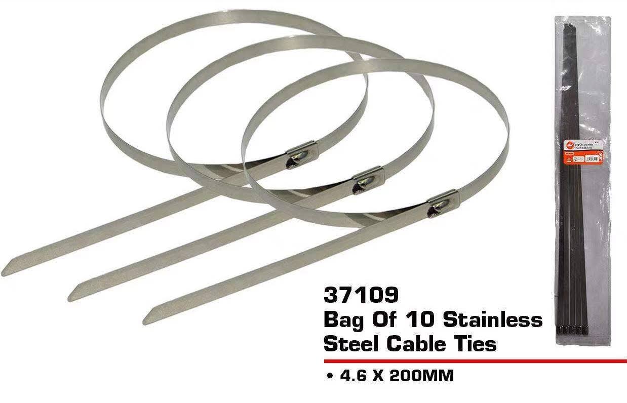 Stainless Steel Cable Ties - 200mm x 4.6mm - Pack of 10