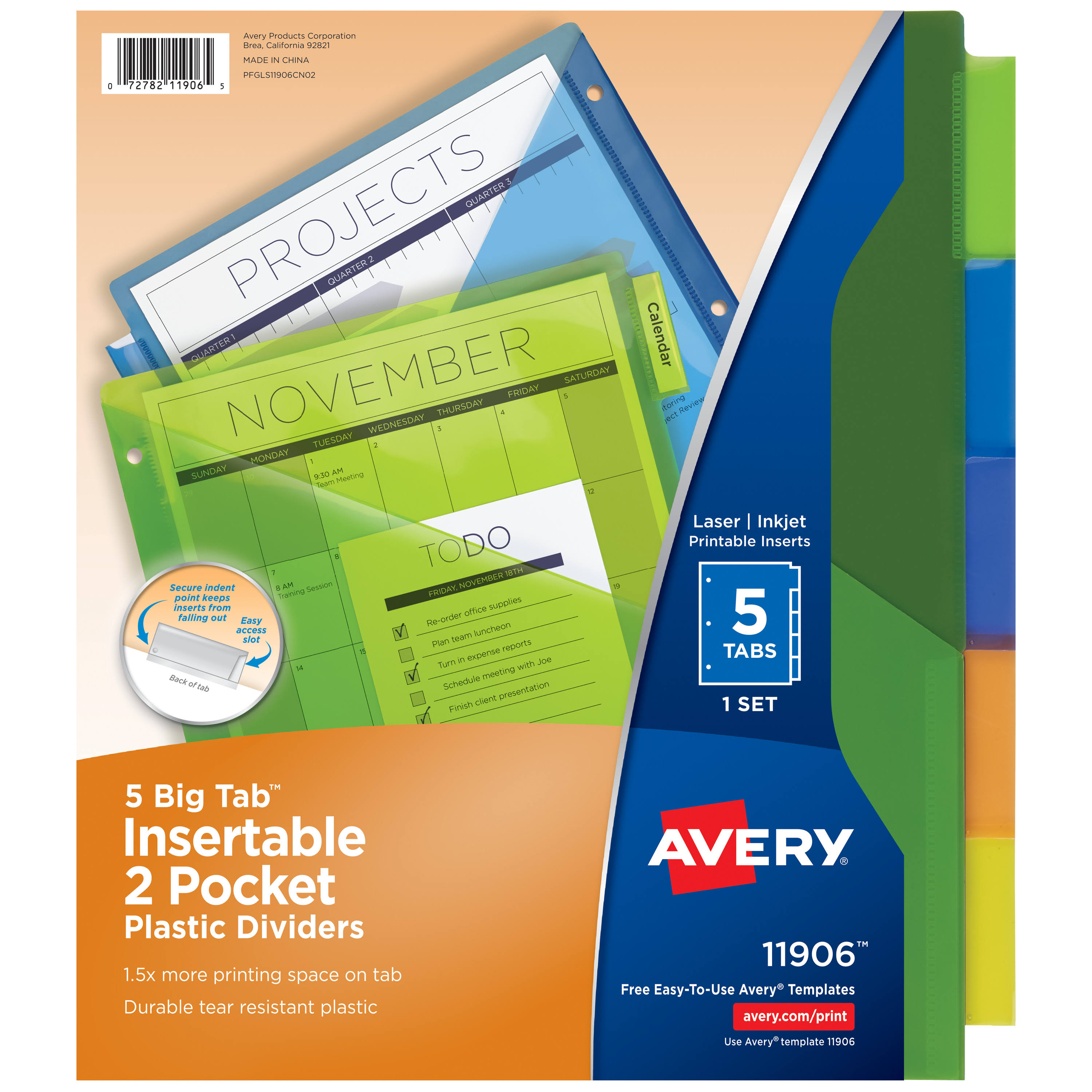 Avery Insertable 2 Pocket Plastic Divider