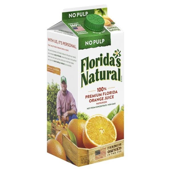 Floridas Natural Orange Juice, No Pulp - 52 fl oz