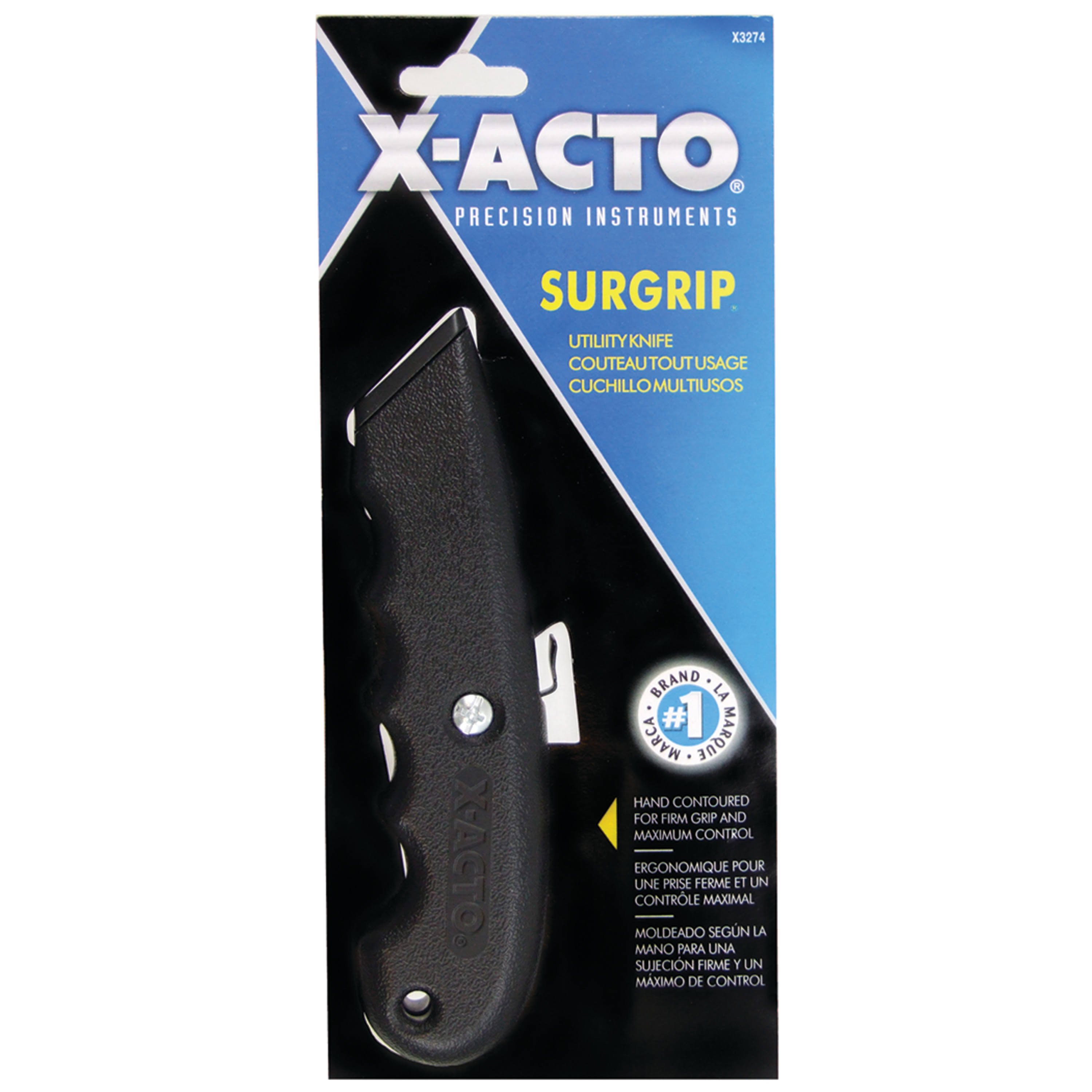 X-ACTO SurGrip Retractable Metal Utility Knife - Black