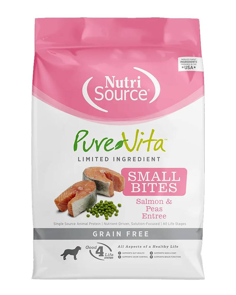 PureVita Small Bites Grain Free Salmon & Peas Recipe Dry Dog Food, 15 lbs