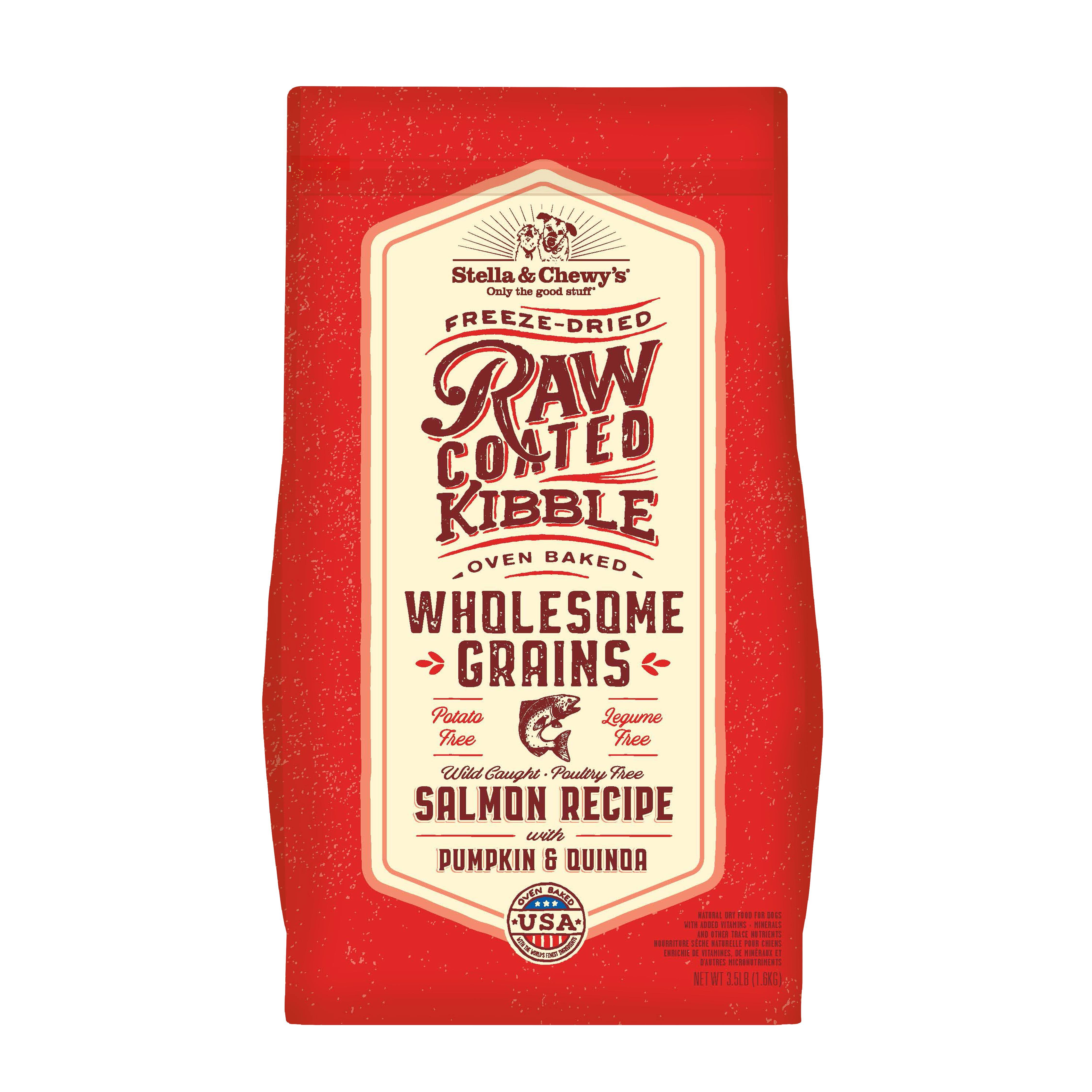 Stella & Chewy's Raw Coated Wild-Caught Salmon Recipe with Wholesome Grains Dog Kibble 22 lbs.
