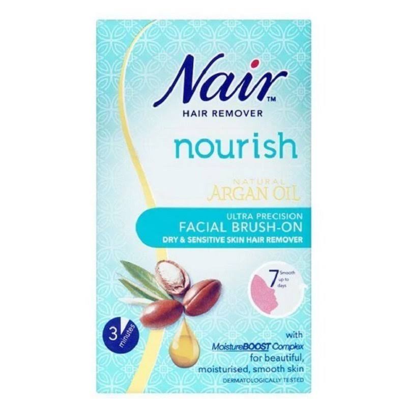 Nair Nourish Ultra Precision Facial Brush-On Hair Remover Cream - Argan Oil, Dry & Sensitive Skin, 50ml