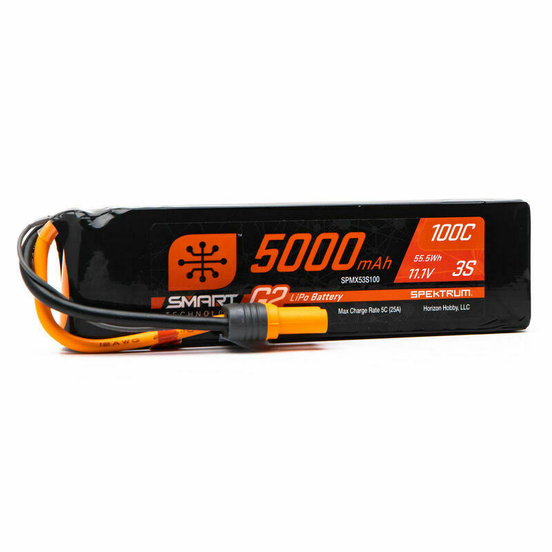 Spektrum Battery 5000mAh 3S 11.1V Smart G2 Soft Case Lipo 100C IC5/SPMX53S100