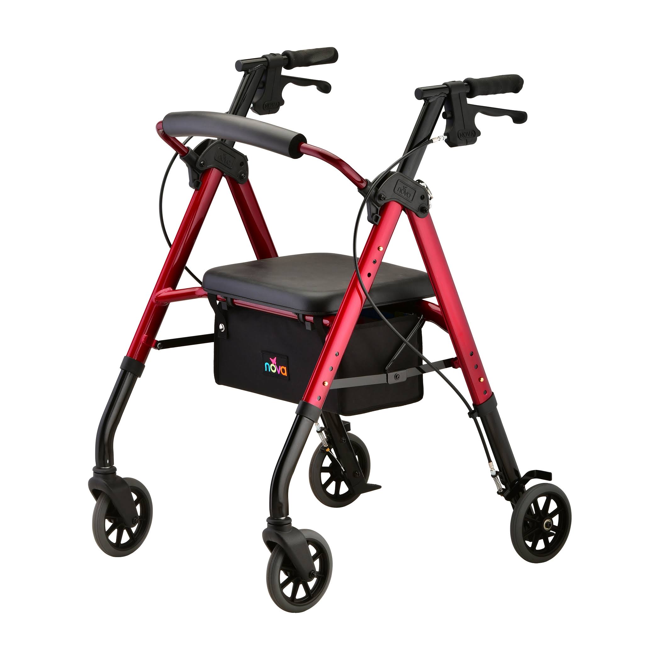 NOVA Medical Products Star 8 Rollator Walker with Perfect Fit Size System, Lightweight & Foldable, Easy to Lift & Carry, Great for Travel, Color Sky