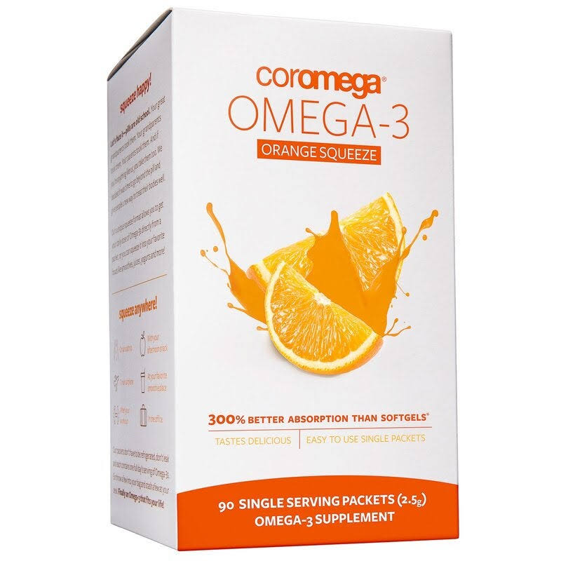 Coromega Omega-3 Supplement - Orange, 90 Packets