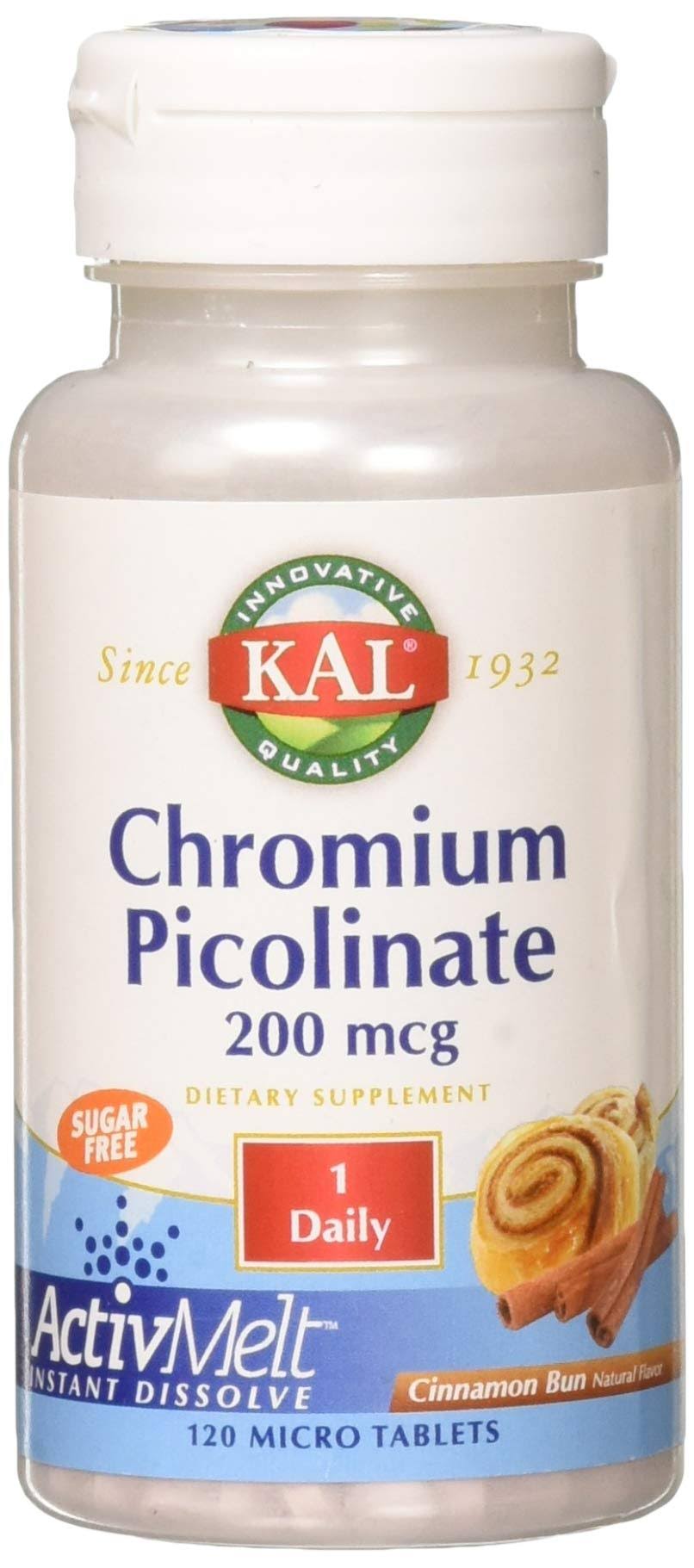 Kal Chromium Picolinate Activmelt Cinnamon Bun - Supplement, 200 mcg, 120 Tablets