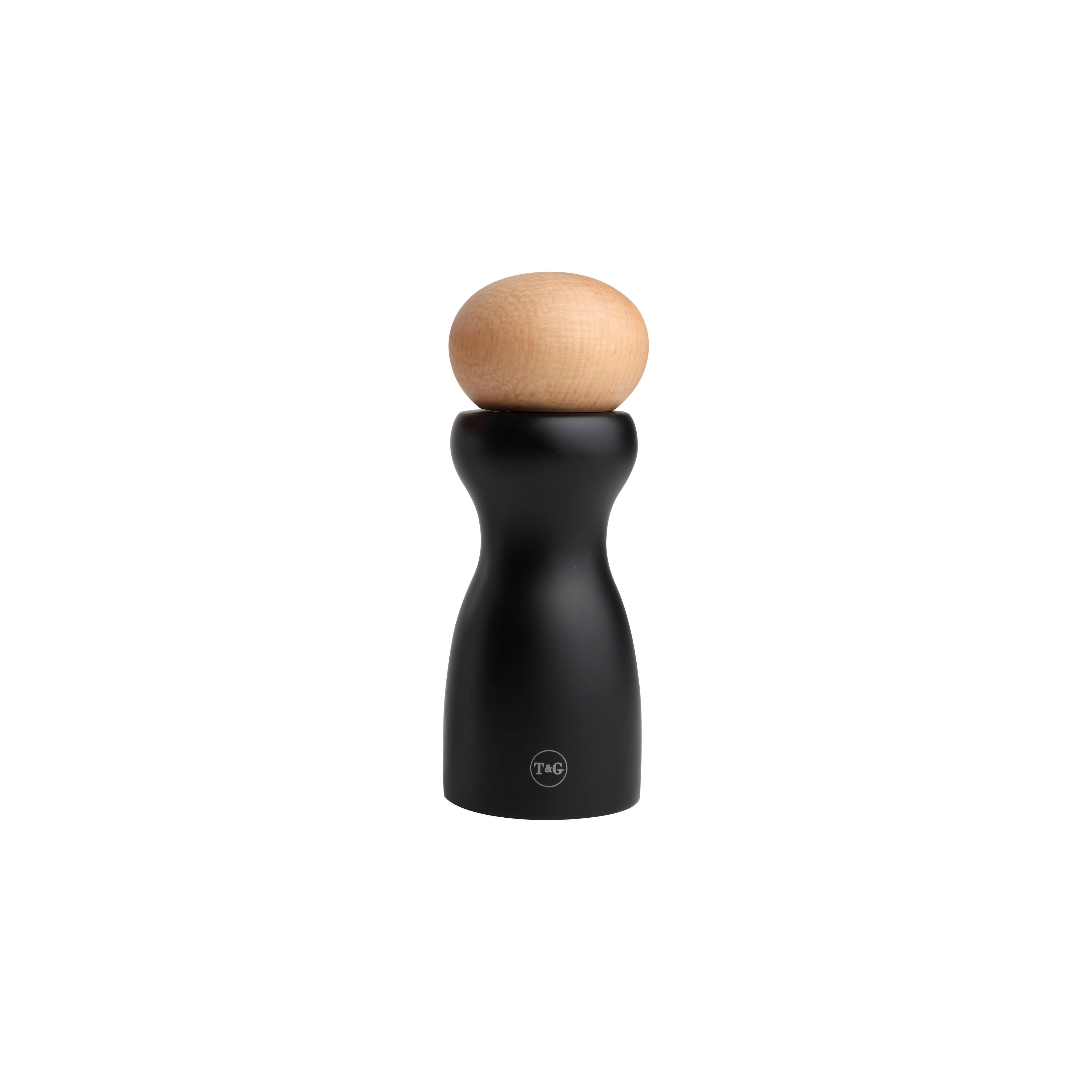 T&G Sphere Pepper Mill with Beech Top - Black
