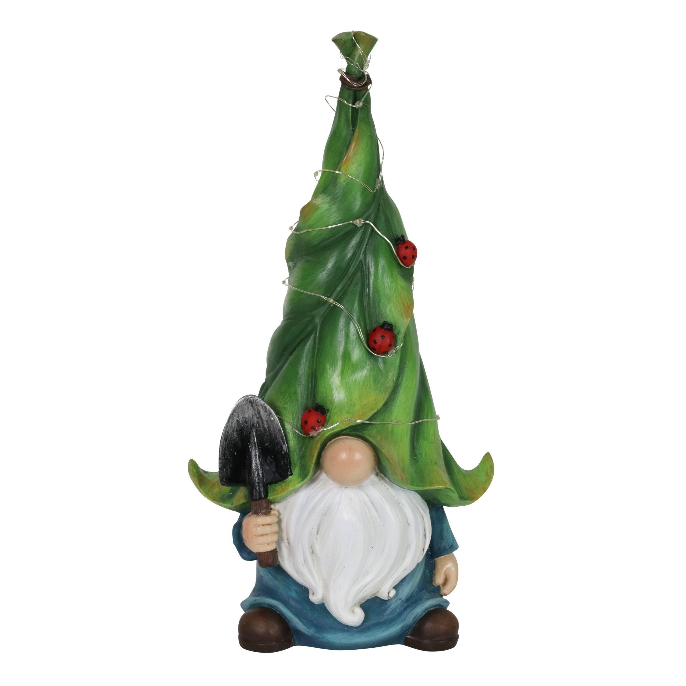 Exhart 7 in. x 14 in. Solar String Hat with Trowel Gnome Garden Statue