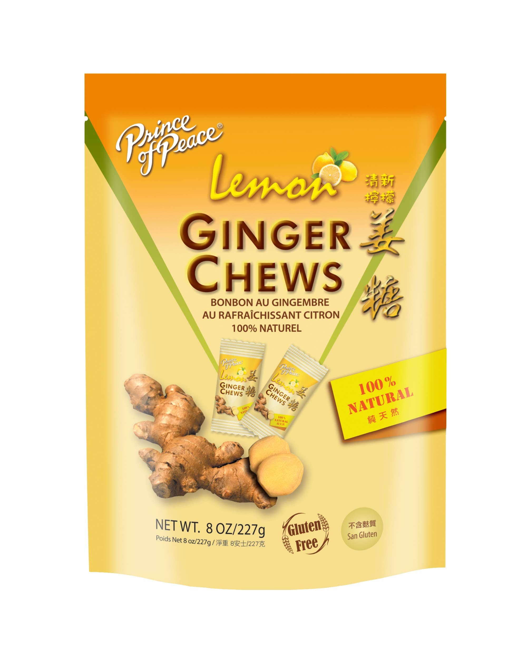 Prince Of Peace 100% Natural Ginger Candy , Lemon Flavor, 8oz