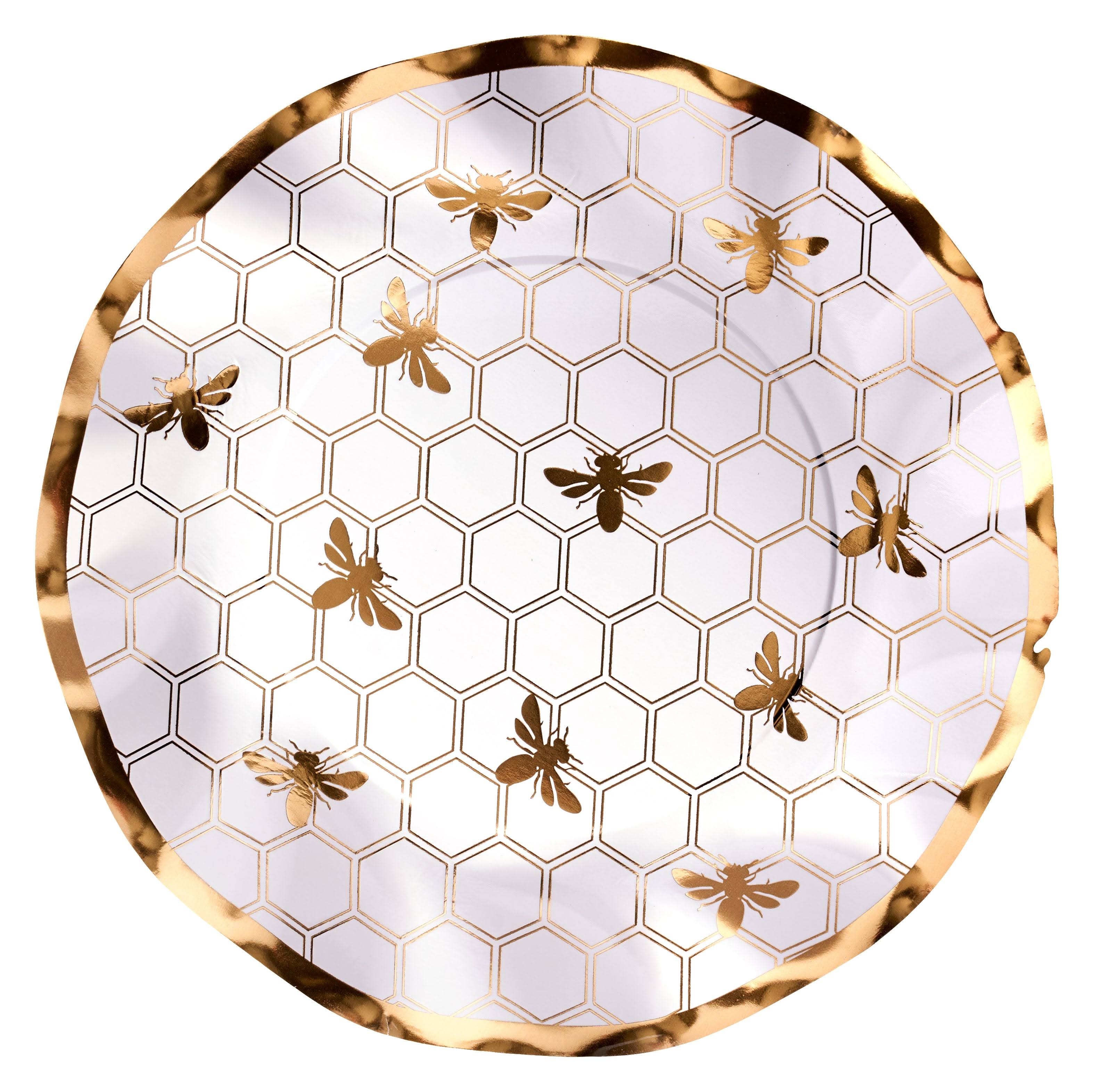 Honeybee Wavy Paper Salad Plate/8pk