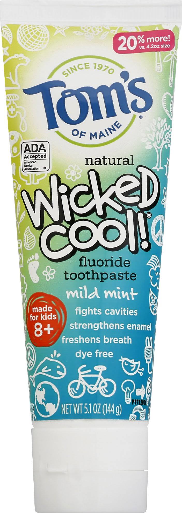 Tom's of Maine Wicked Cool Fluoride Toothpaste Mild Mint -- 5.1 oz