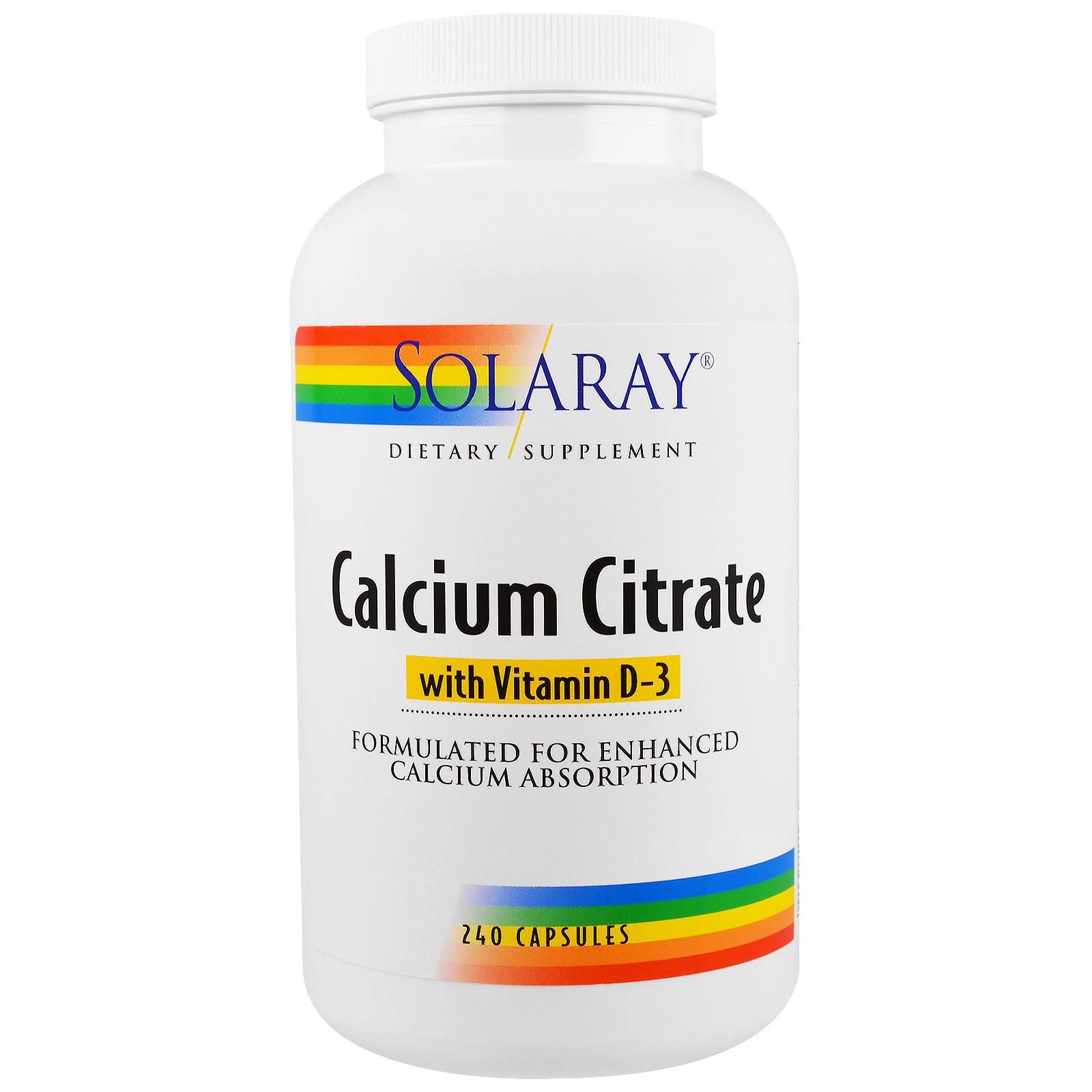 Solaray Calcium Citrate With Vitamin D-3 - 1000mg, 240 Capsules