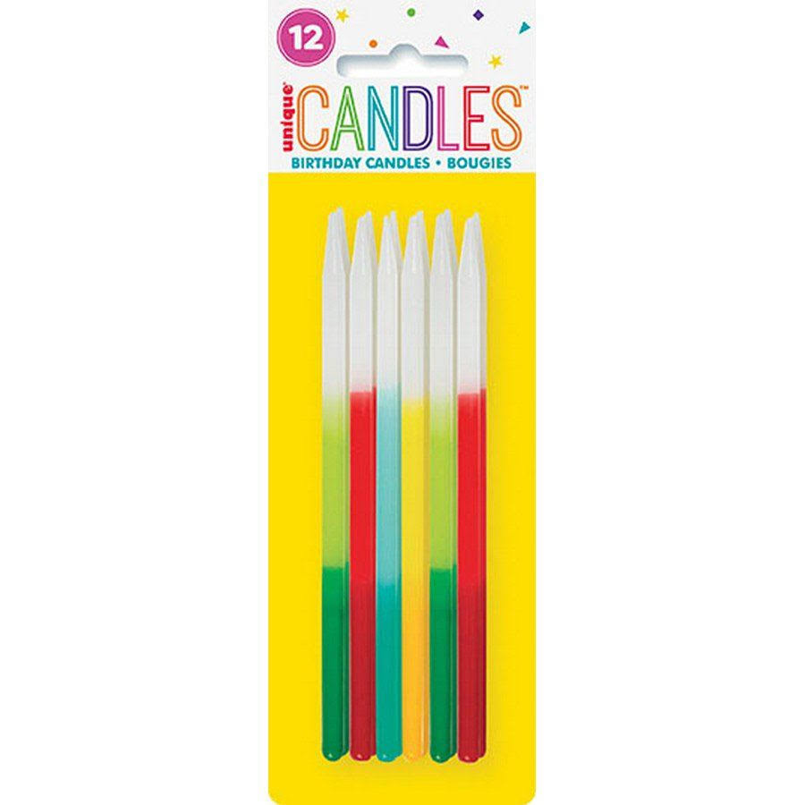 Unique Party 19987 5" Ombre Birthday Candles, Pack of 12