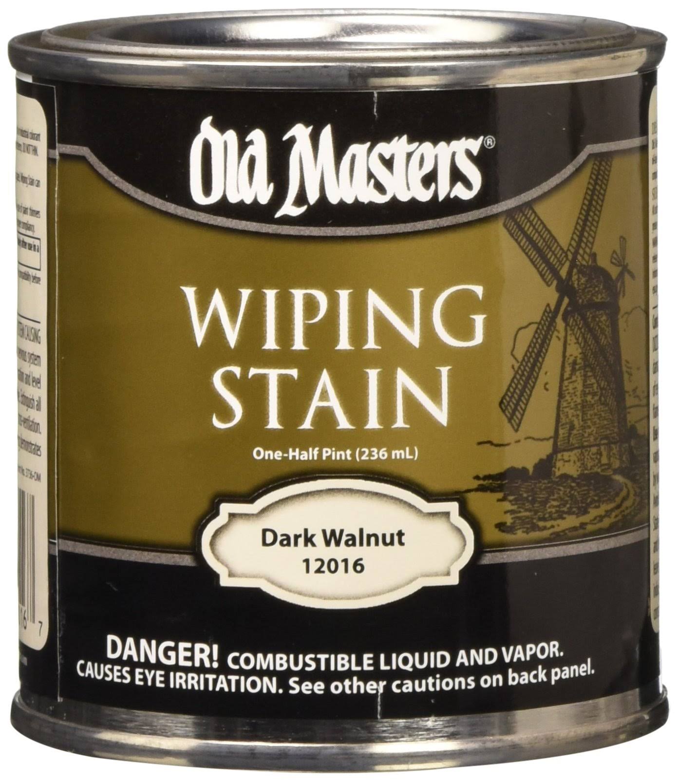 Old Masters 12016 Wiping Stain, Dark Walnut, Liquid, 0.5 pt, Can