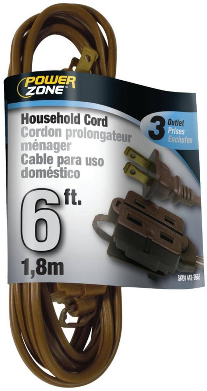 Power Zone Household Cord - Brown, 1.8m