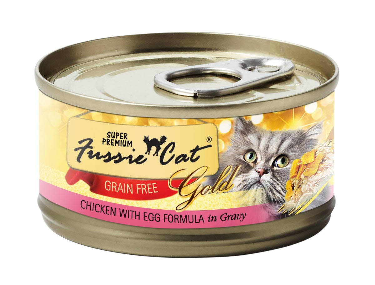 Fussie Cat Super Premium Chicken Egg Canned Cat Food, 24/2.8 oz