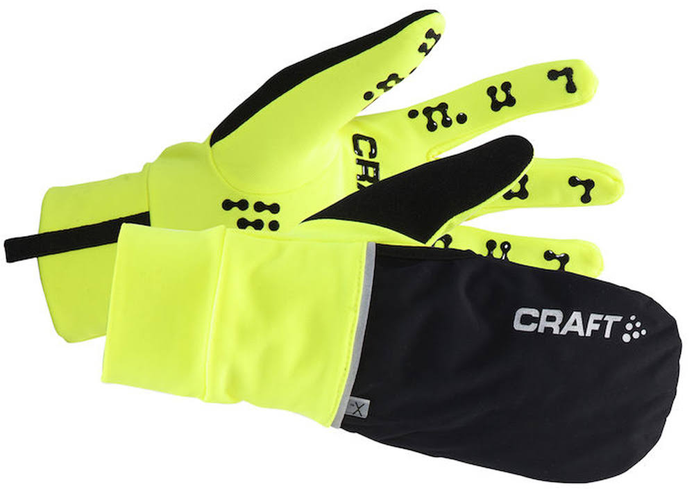 Craft Men's Hybrid Weather Gloves - Black and Yellow, X-Large