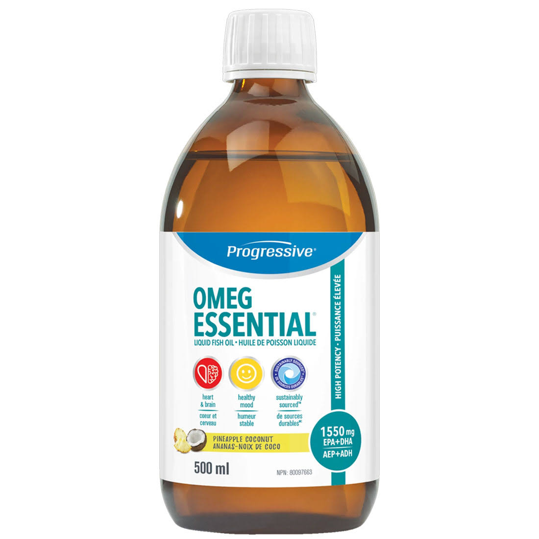Progressive OmegEssential Liquid Fish Oil - Pineapple Coconut 500 mL