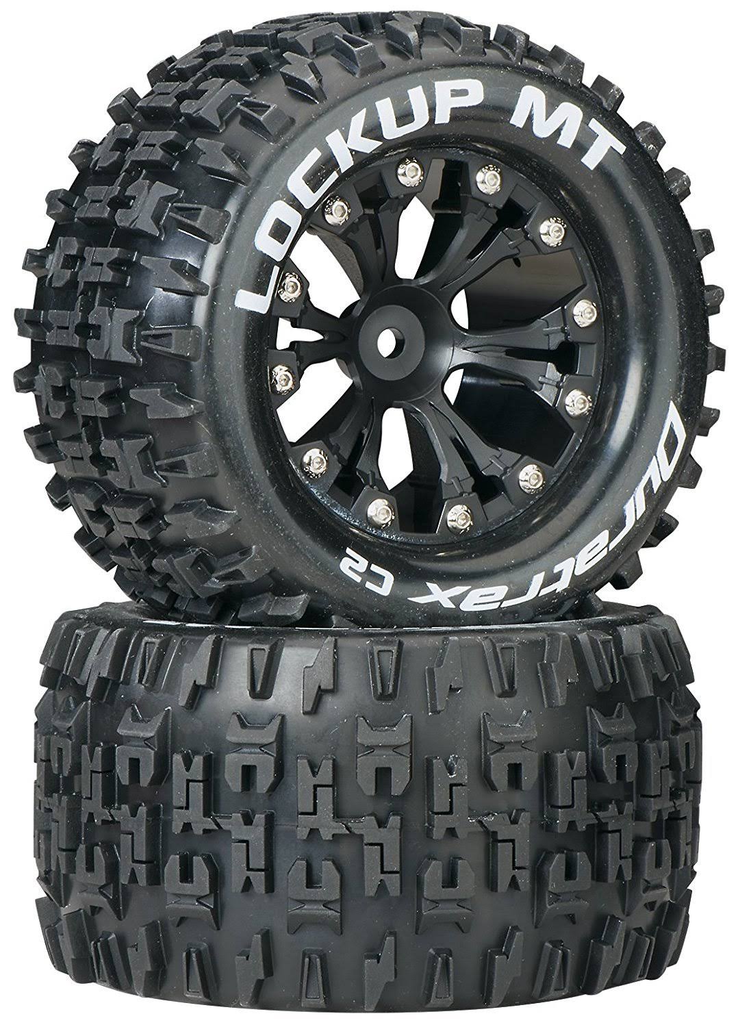 Duratrax Lockup MT Monster Truck Tires Foam Inserts C2 Soft Compound Mounted on Rear Wheels - 2pc, Black, 2.8"