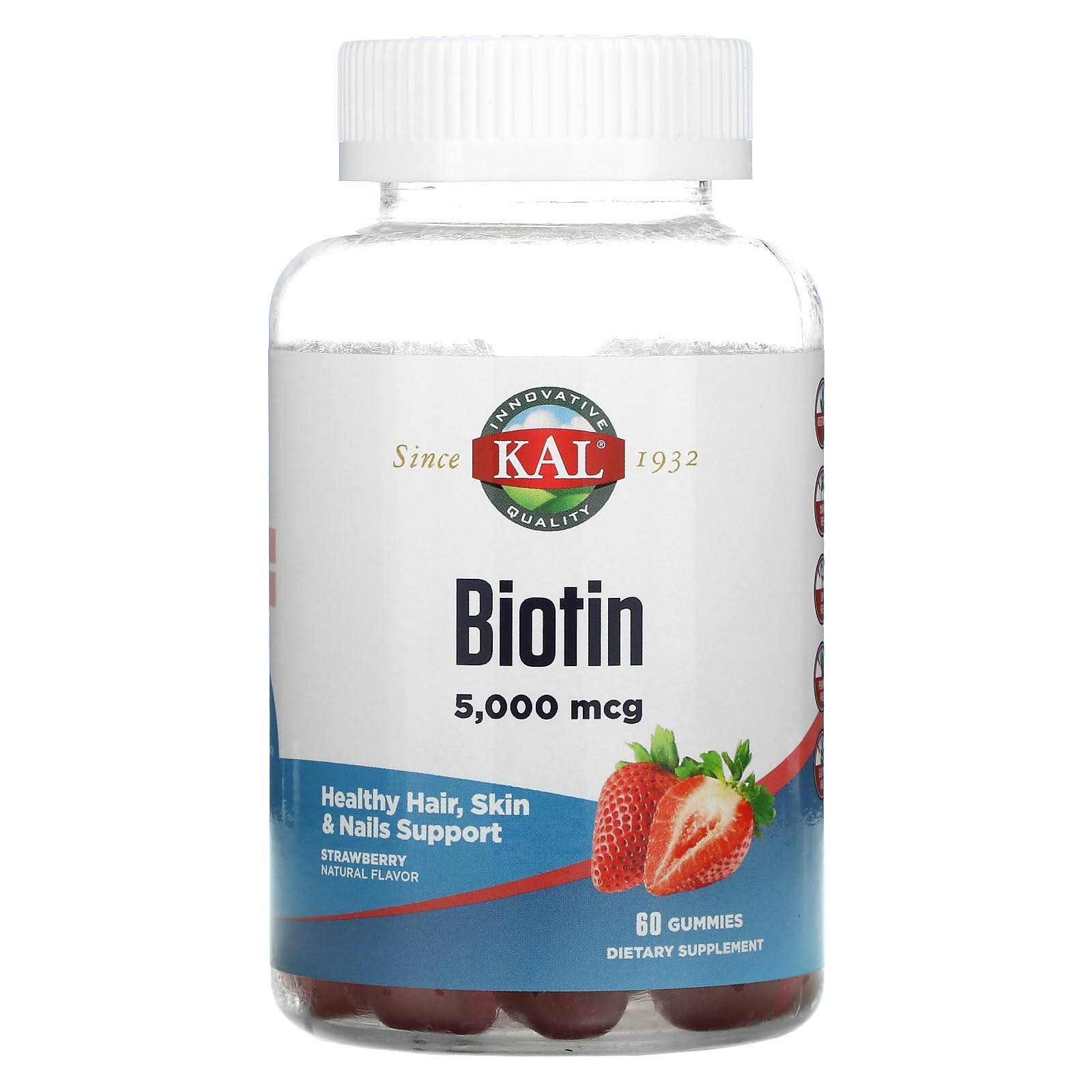 Kal Biotin 5000 mcg - Strawberry - 60 Gummies