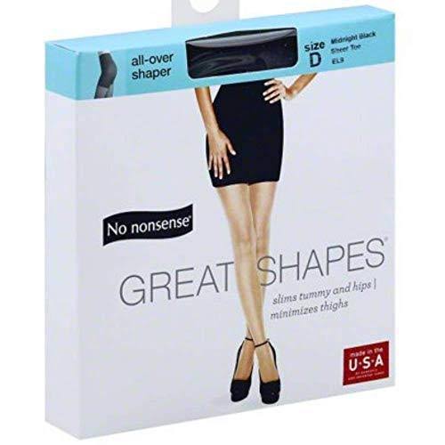 No Nonsense Women's Great Shapes All-Over Shaper Pantyhose - Size D, Midnight Black