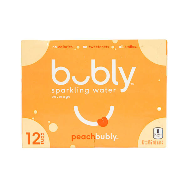Bubly Peach Sparkling Water, 355-mL, 12-pk