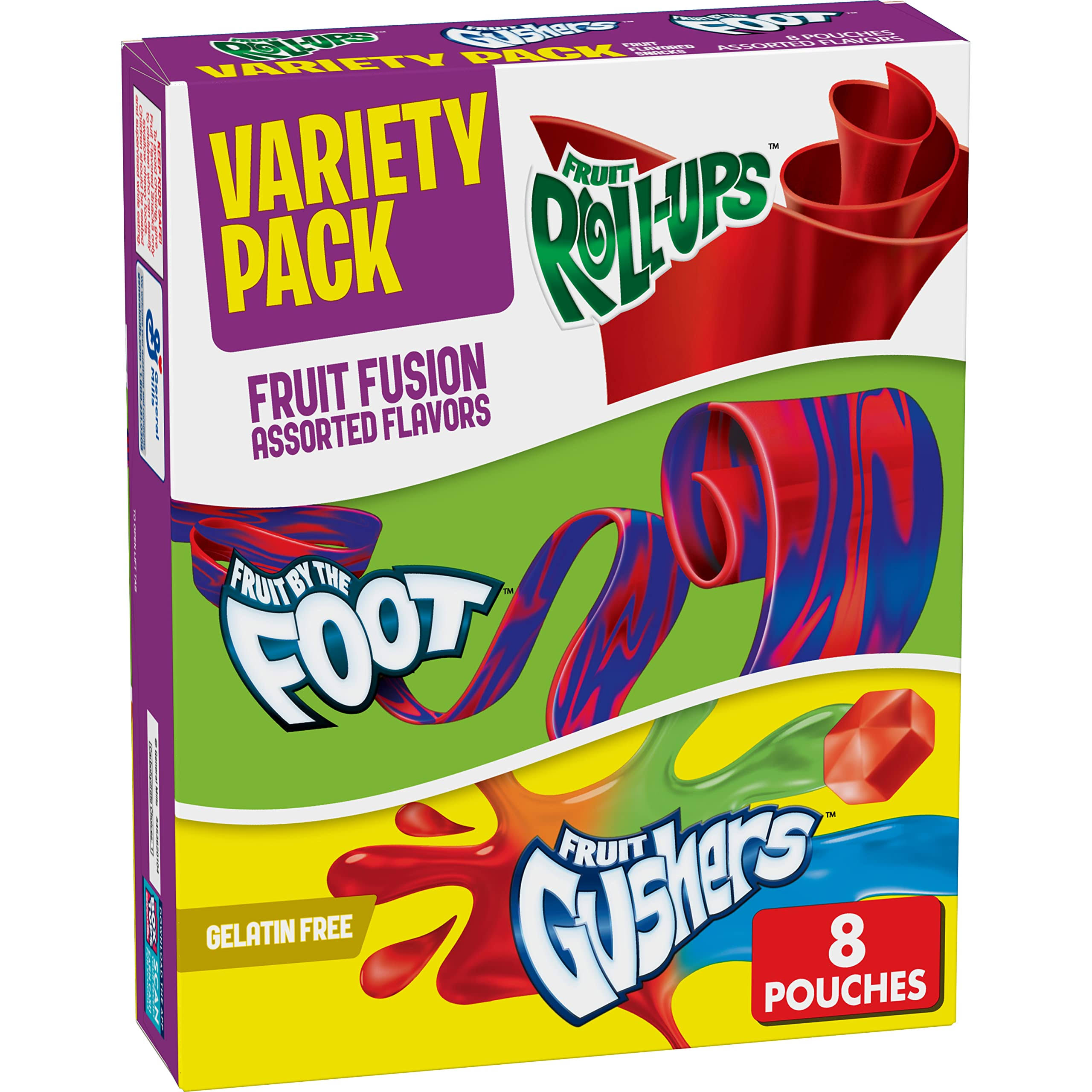 General Mills Fruit Flavored Snacks, Fruit Fusion Assorted Flavors, Variety Pack, 8 Pack - 8 pouches, 5.1 oz