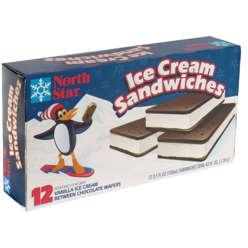 North Star Ice Cream Sandwiches - Vanilla, 12pk