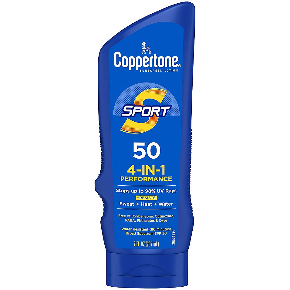 Coppertone Sport Sunscreen Lotion, 4-in-1 Performance, Broad Spectrum SPF 50 - 7 fl oz