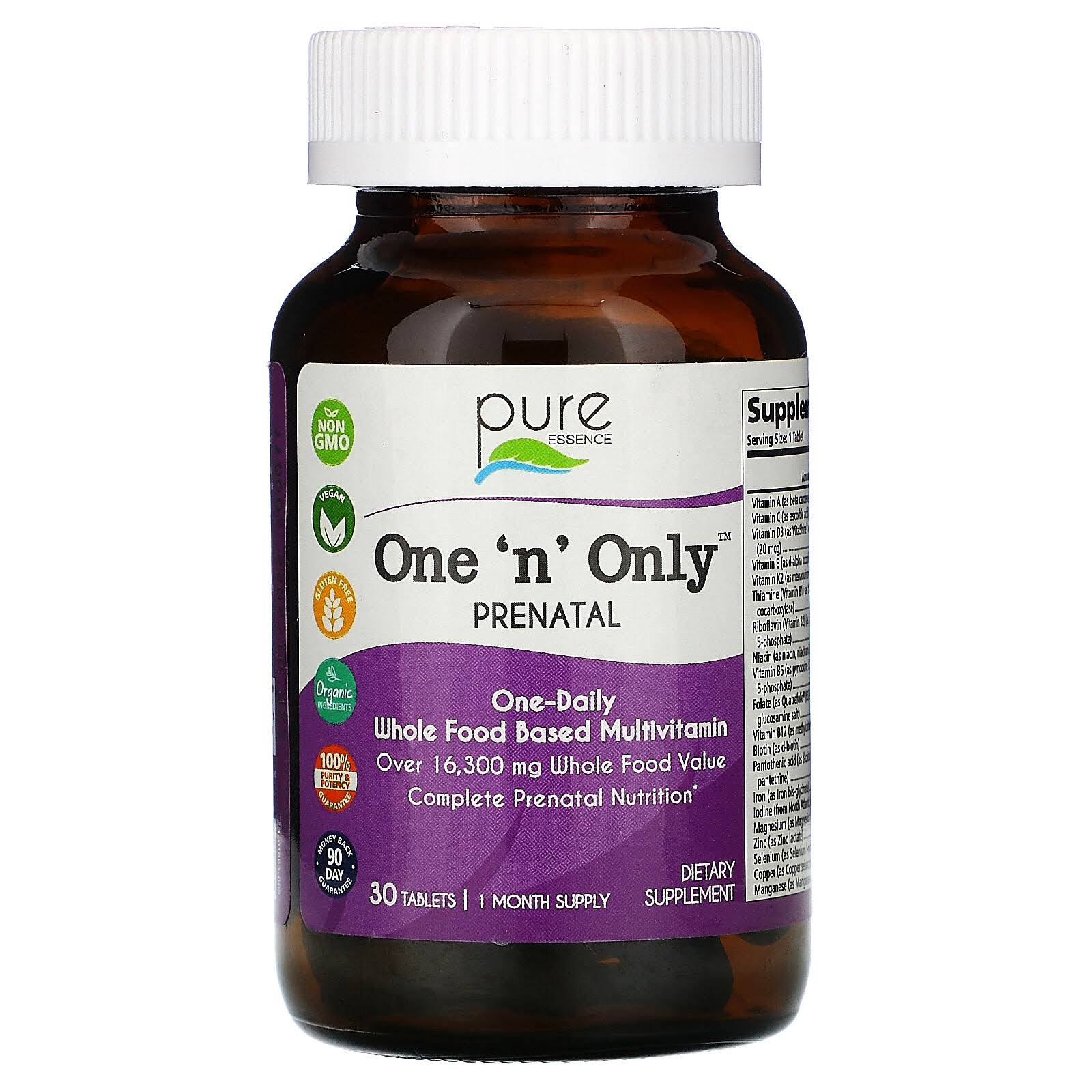 Pure One & Only Prenatal Multiple Dietary Supplement - 30 Tablets
