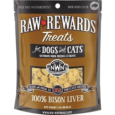 Northwest Naturals Freeze Dried Bison Liver Dog Cat Treats, 2.5 oz