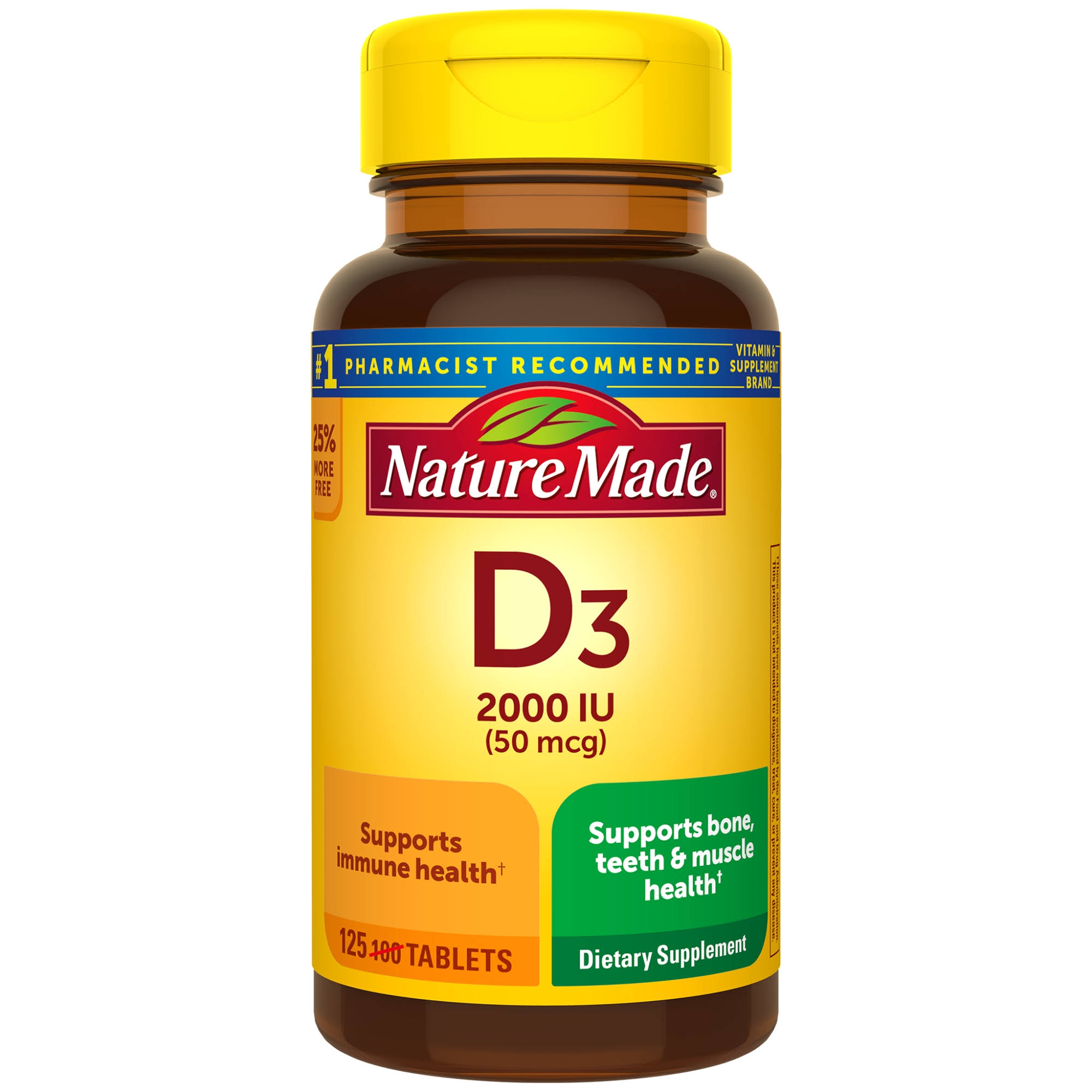 Nature Made Vitamin D3, 50 mcg, 125 tablets