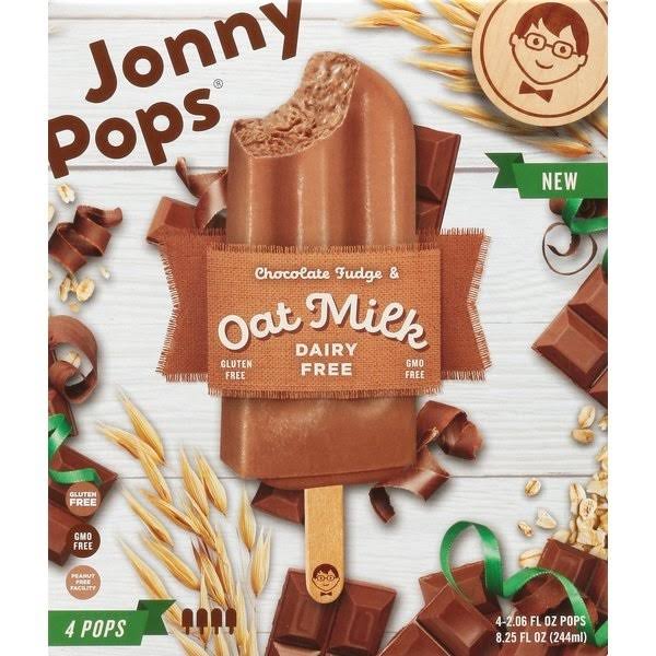 Jonnypops Pops, Chocolate Fudge & Oatmilk, Dairy Free - 4 pack, 2.06 fl oz pops
