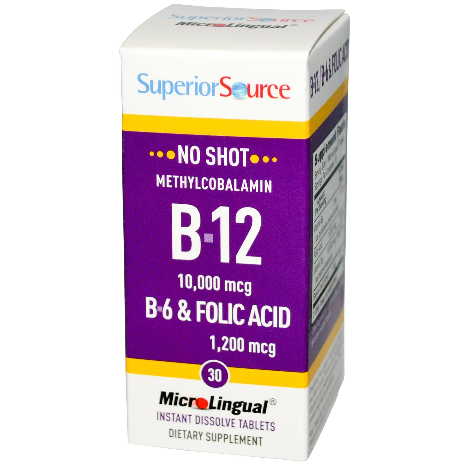 Superior Source No Shot B12 Methylcobalamin 10,000 MCG B6 & Folic Acid