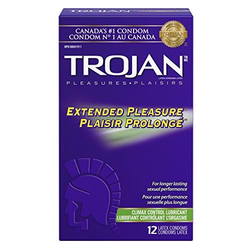 Trojan Extended Pleasure Lubricated Latex Condoms - 12ct