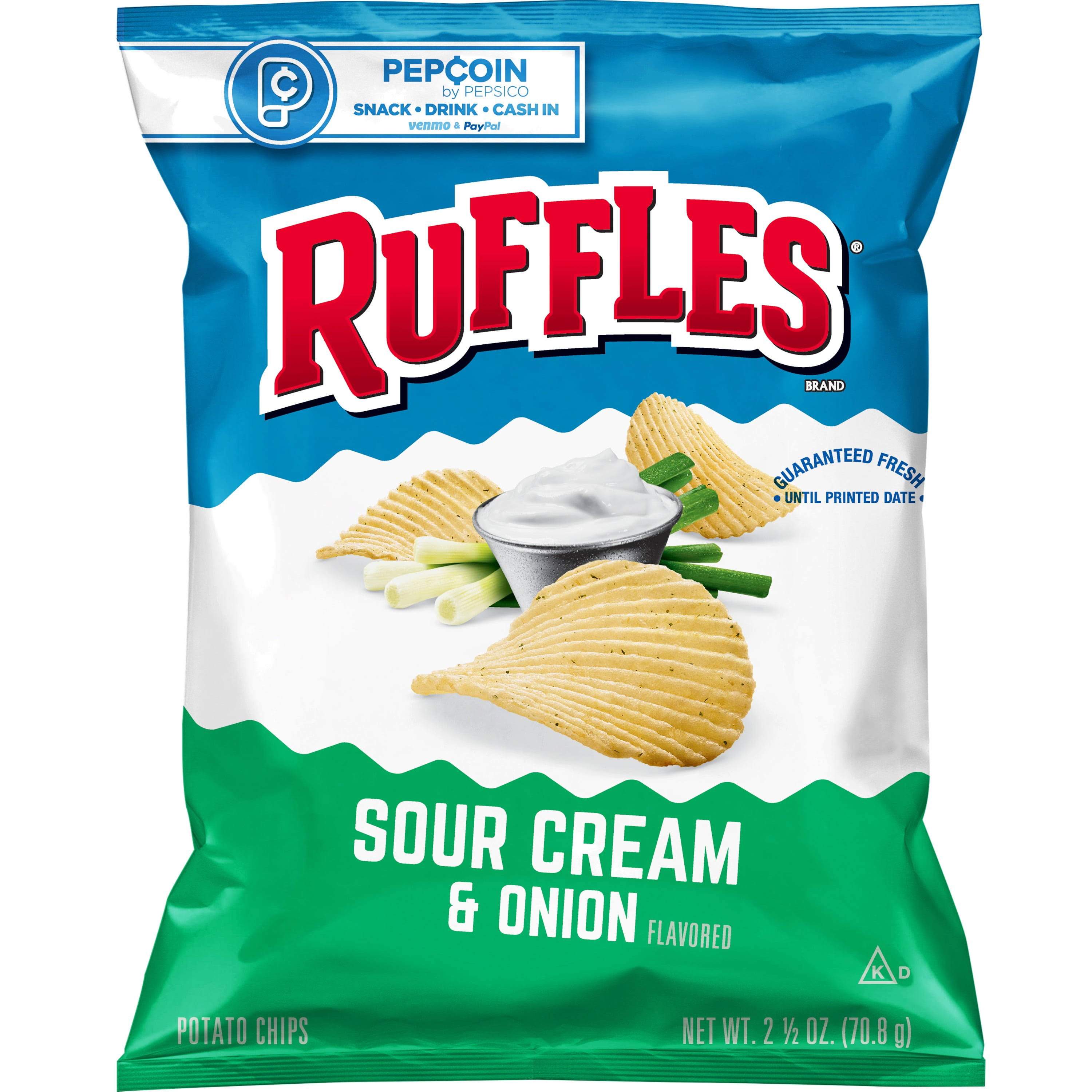 Ruffles Potato Chips, Sour Cream & Onion Flavored - 2.5 oz